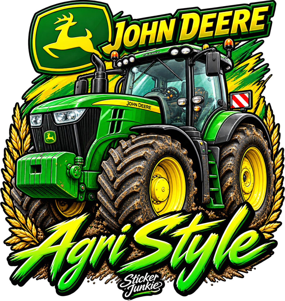 John Deere Agri Style 11cm Diecut Sticker