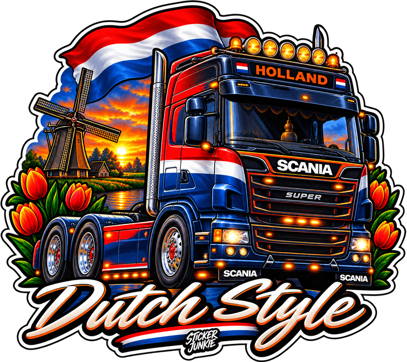 Dutch Style 11cm Diecut Sticker