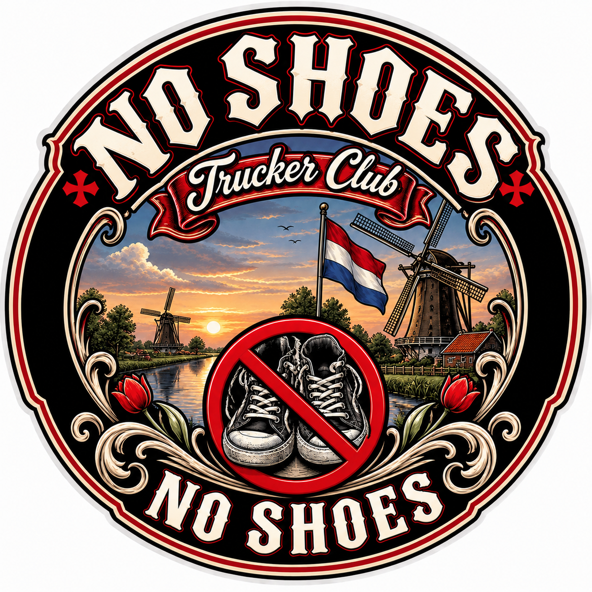 No Shoes Dutch Style 11cm Diecut Sticker
