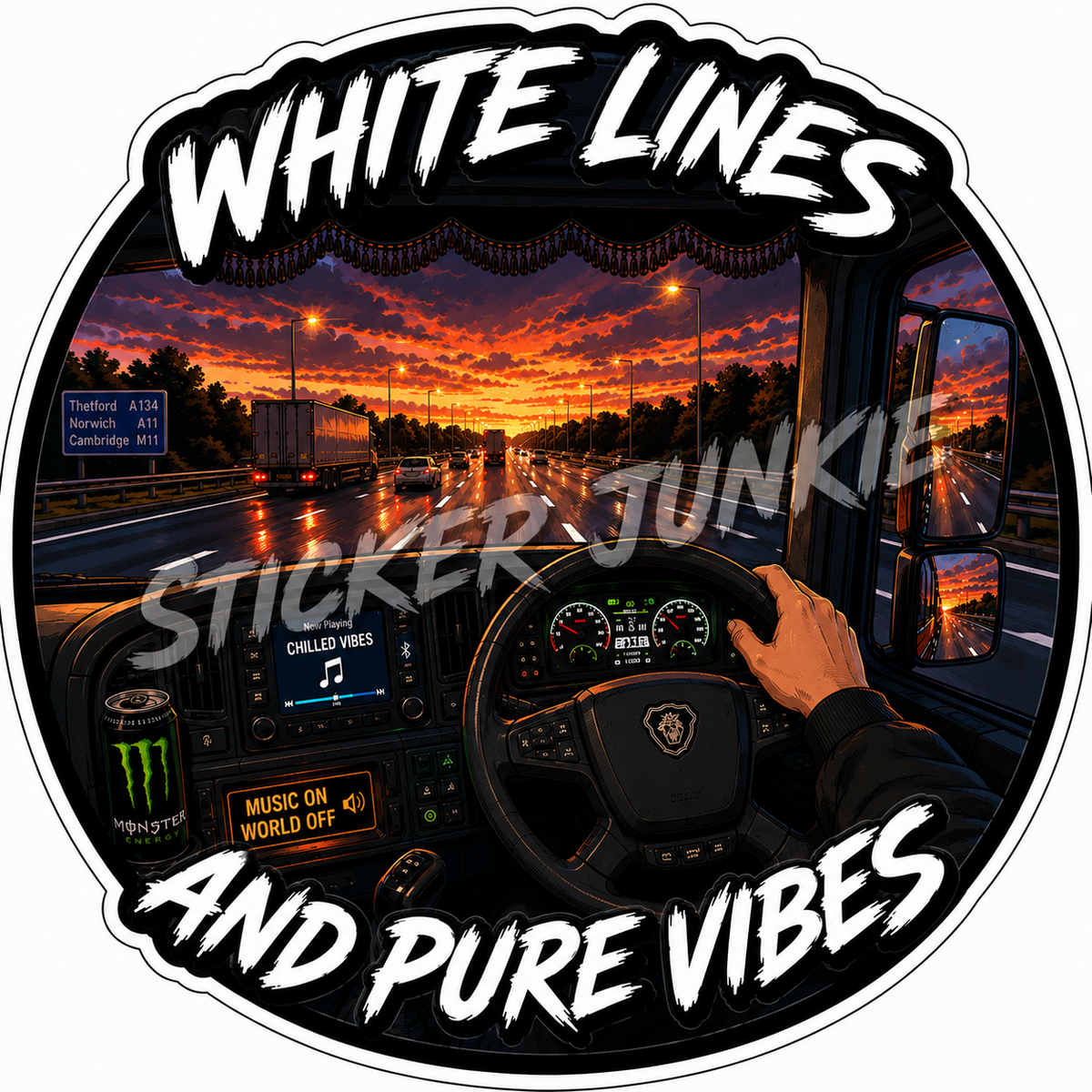 White Lines & Vibes 11cm Diecut Sticker