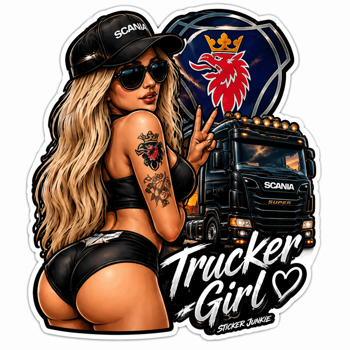 Trucker Girl 11cm Diecut Sticker