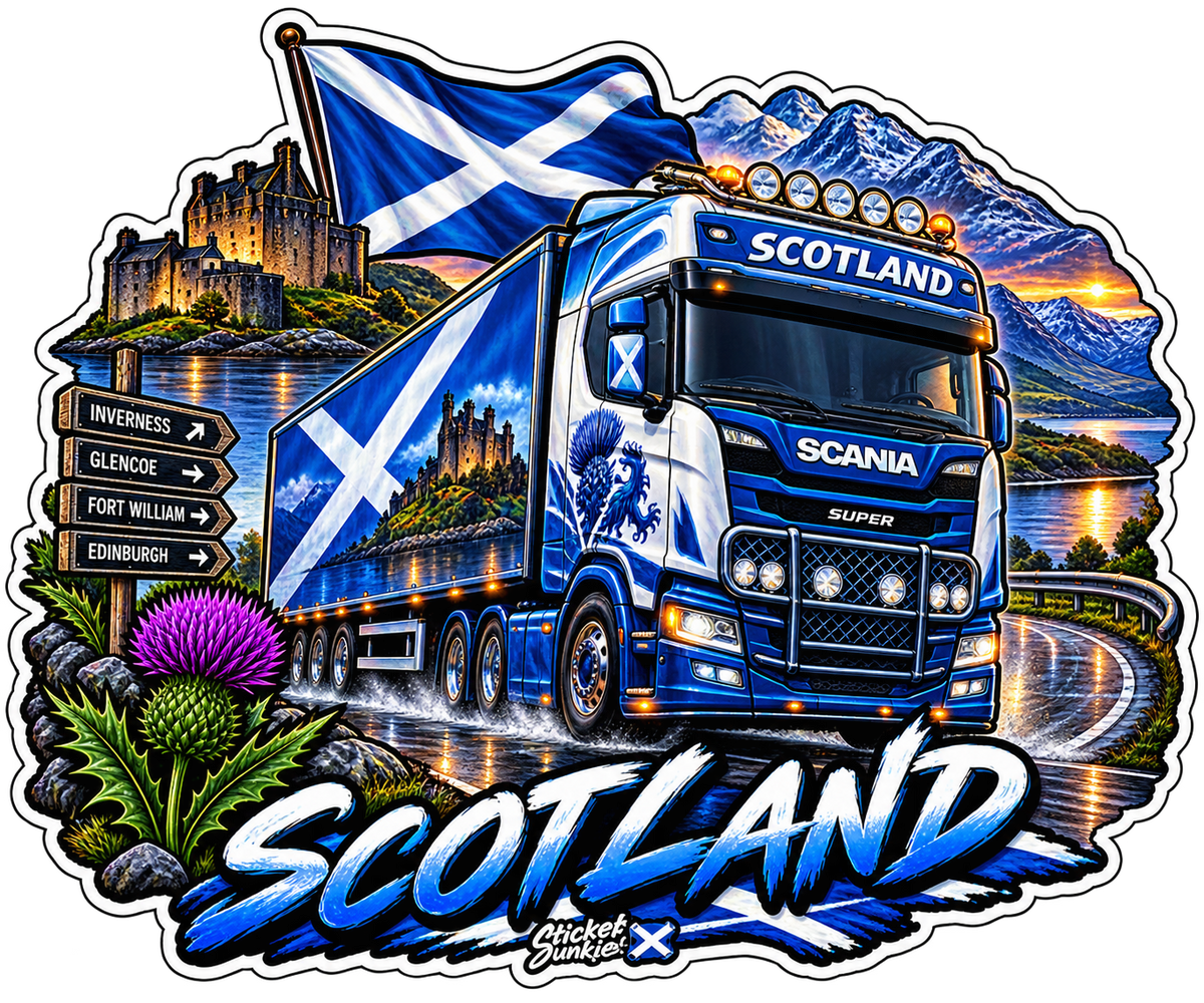 Scotland Truck 11cm Diecut Sticker