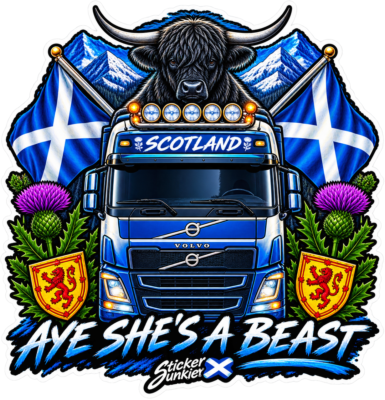 Scottish Aye She’s a Beast 11cm Diecut Sticker