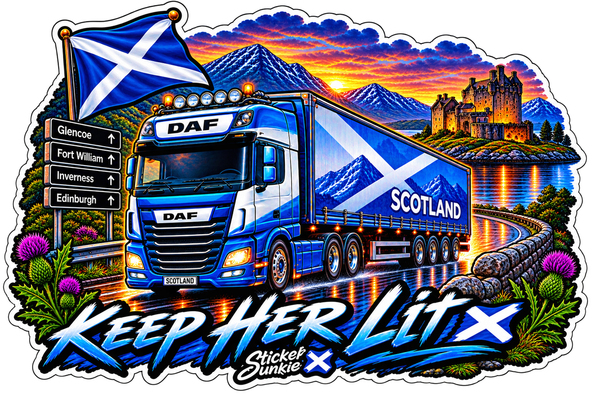 Scottish Keep Er Lit 11cm Diecut Sticker