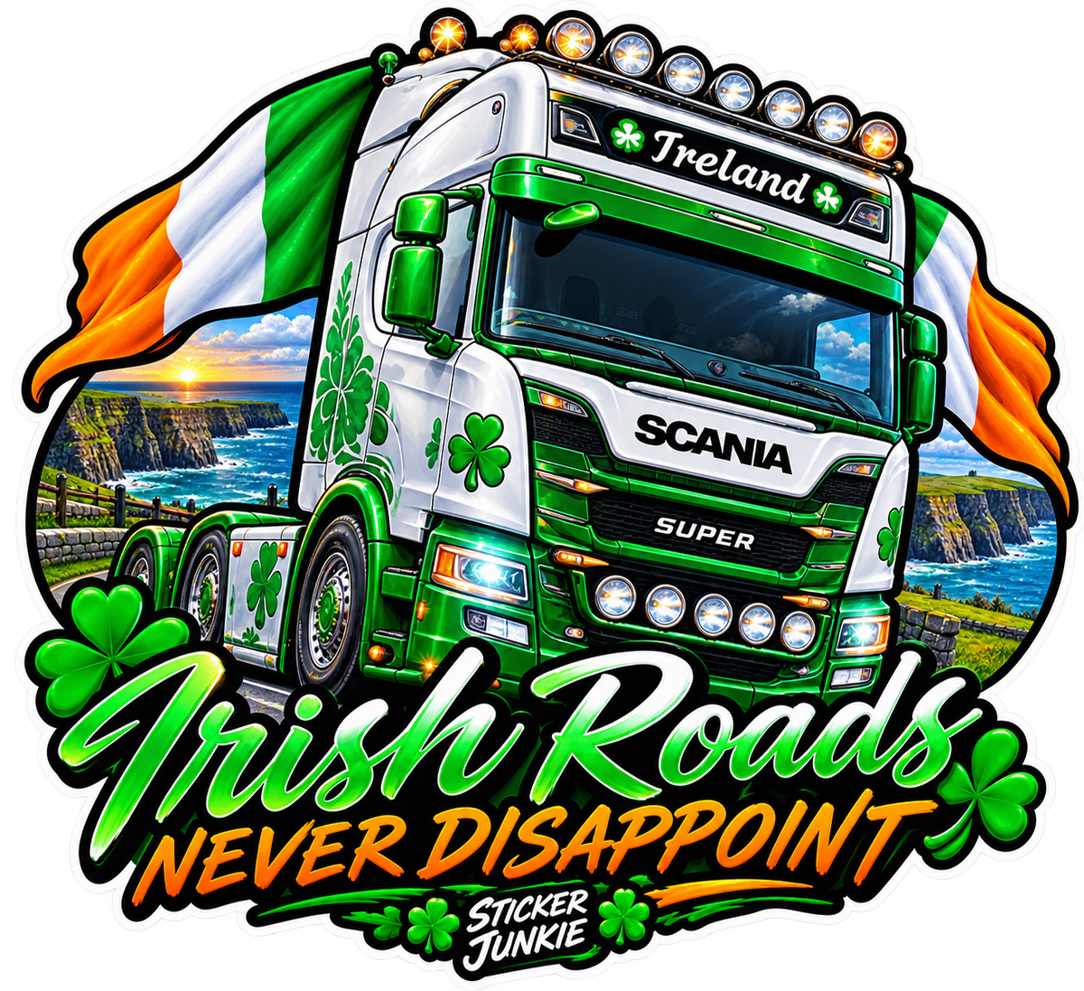 Irish Roads Never Disappoint 11cm Diecut Sticker