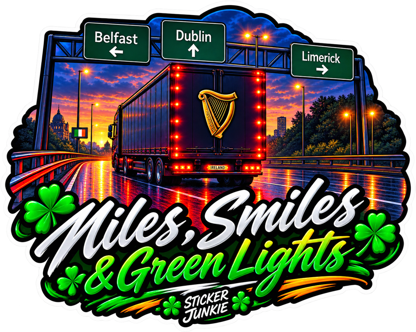 Miles, Smiles & Green Lights 11cm Diecut Sticker