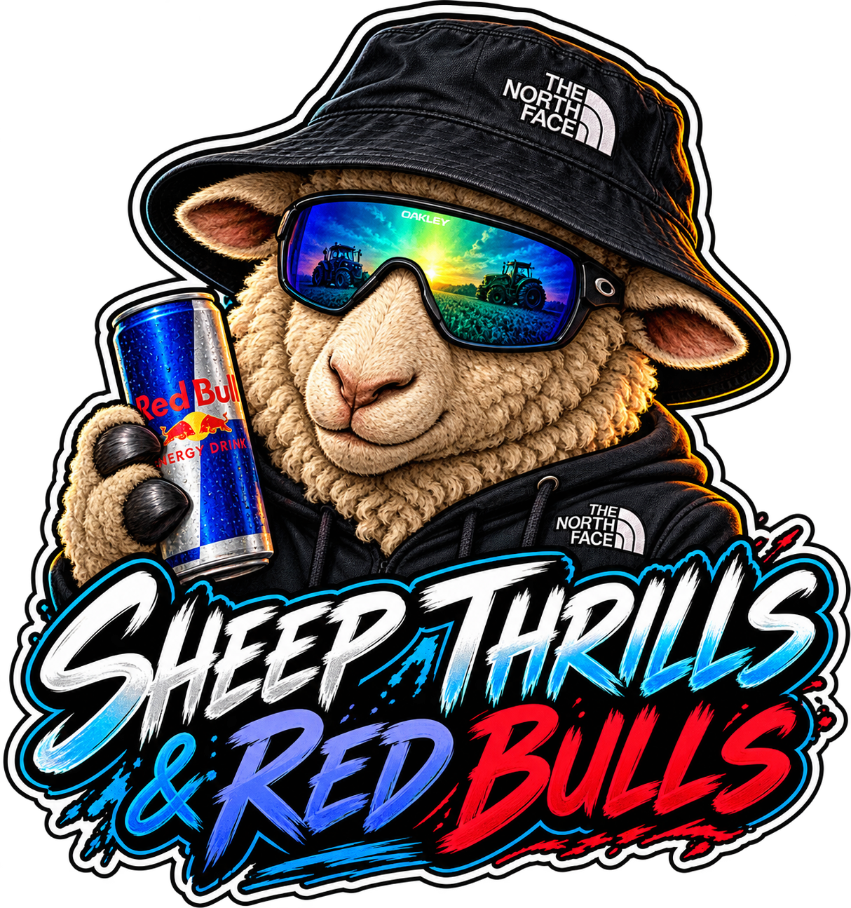 Sheep Thrills & Red Bulls Agri 11cm Diecut Sticker