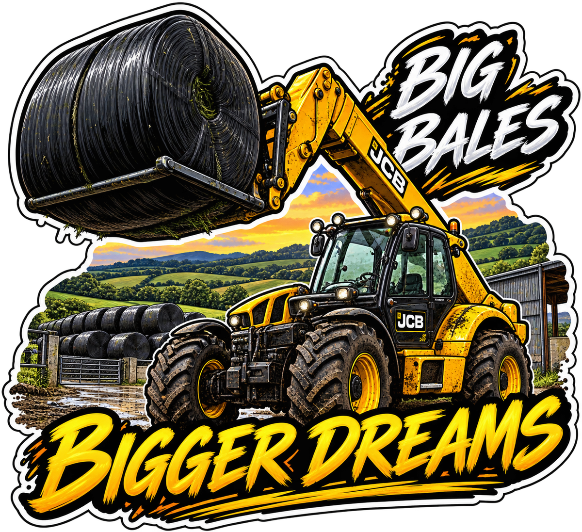 Big Bales & Bigger Dreams Agri 11cm Diecut Sticker
