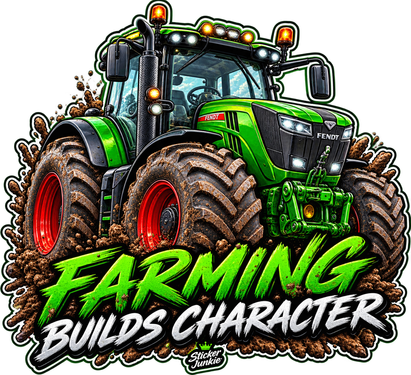 Farming Builds Character 11cm Diecut Stickers